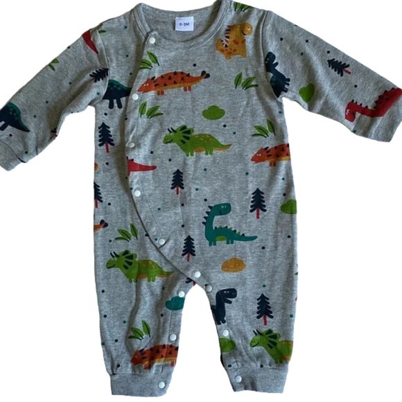 Gray Dinosaur Print Jumpsuit Size Newborn - 3 Months - Picture 9 of 9